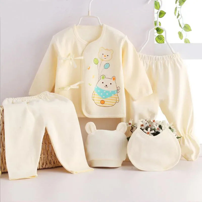 5 Pcs/set Newborn Baby 0-3 Month Clothing Set Babies T-Shirt Pants Hat Boy Girl Clothes Cotton Set