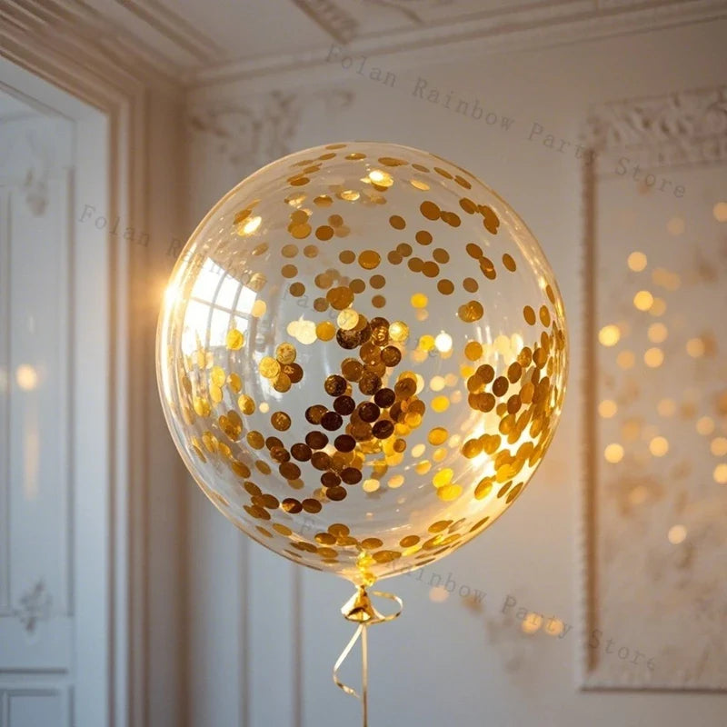 10/30/50/100pcs 1012 Inch White Golden Balloons Pastel Ballon Golden Confetti Balloons for Birthday Weddings Anniversary