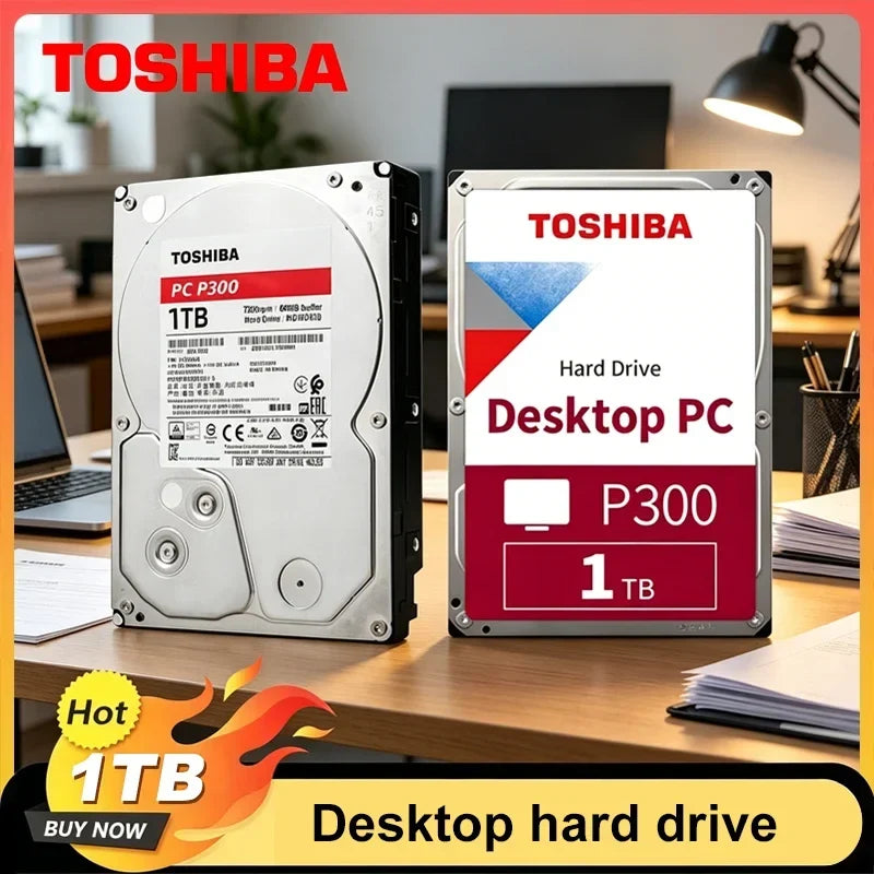 For Toshiba P300 HDWD110 1TB Desktop Hard Drive, 7200RPM High Speed, SATA3 Interface, 3.5 Inch Red Disk for Storage
