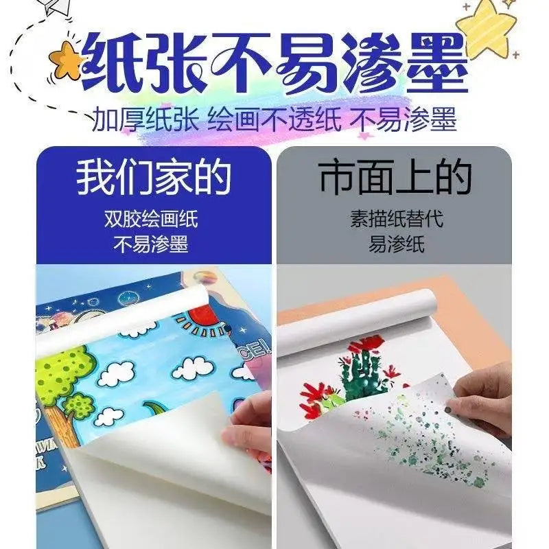 Thick A4 Kids Drawing Book, Blank Sketch Paper Notebook for Kindergarten Primary School Boys Girls, Ink-proof Art Painting