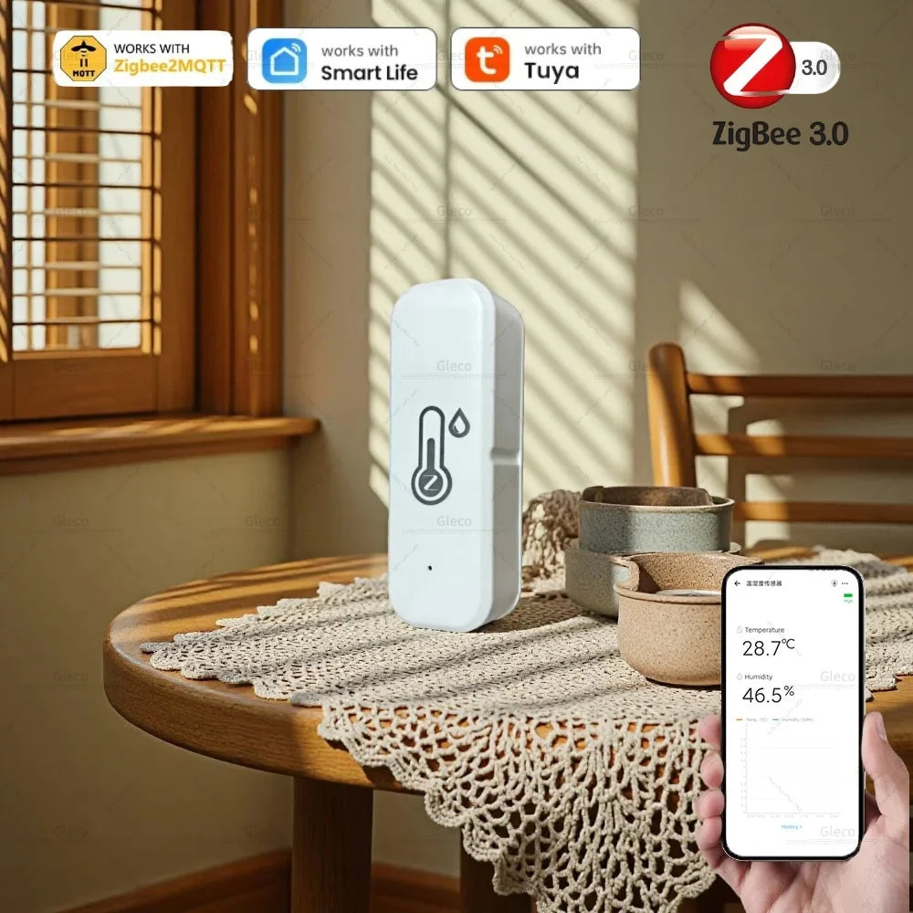 Zigbee Temperature And Humidity Sensor Option Waterproof Smart Life Thermometer Hygrometer For Tuya Z2M Smart Home Automation