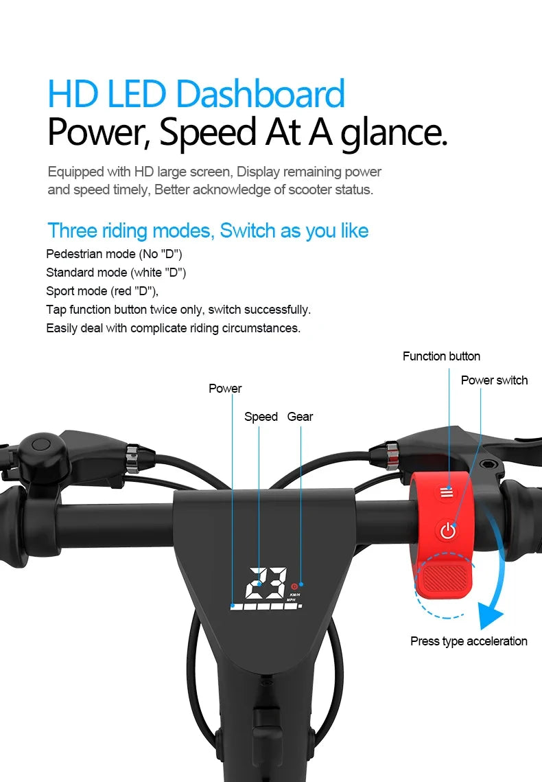 HX X9 PLUS Electric Scooter - Foldable, 60-80km Range, Unisex