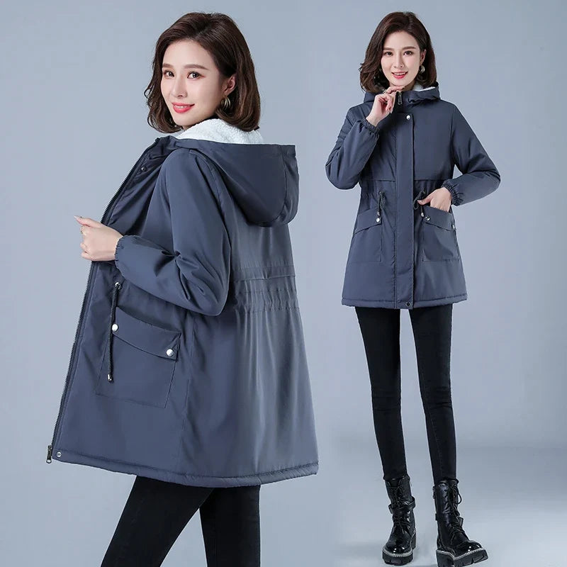 Women's Winter Puffer Coat, Warm Cotton Hooded Casual Parka