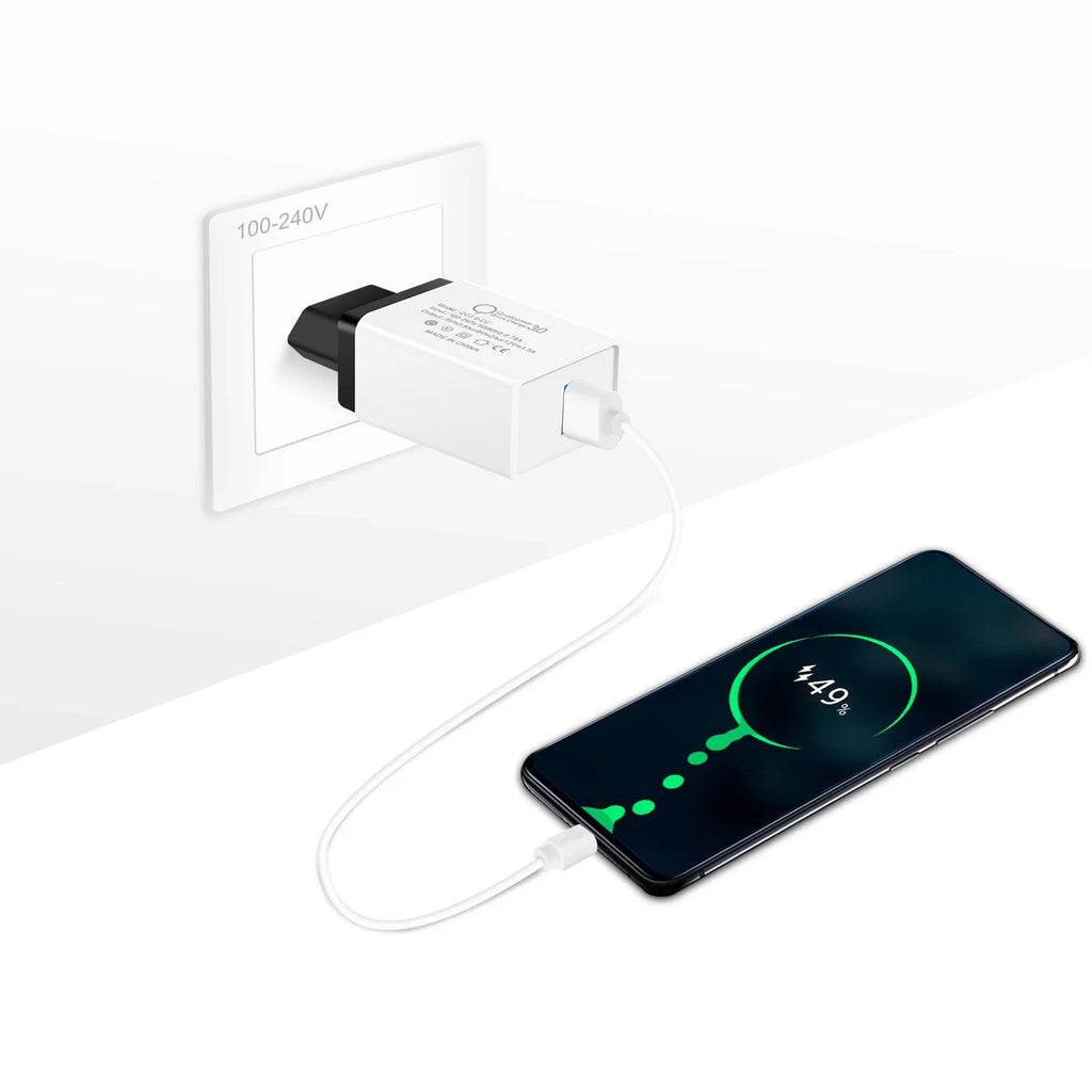 Quick Charge 3.0 Wall Fast Charger Adapter Micro USB Fast Data Sync Charger Cable for Samsung Xiaomi Huawei HTC LG Mobile Phone