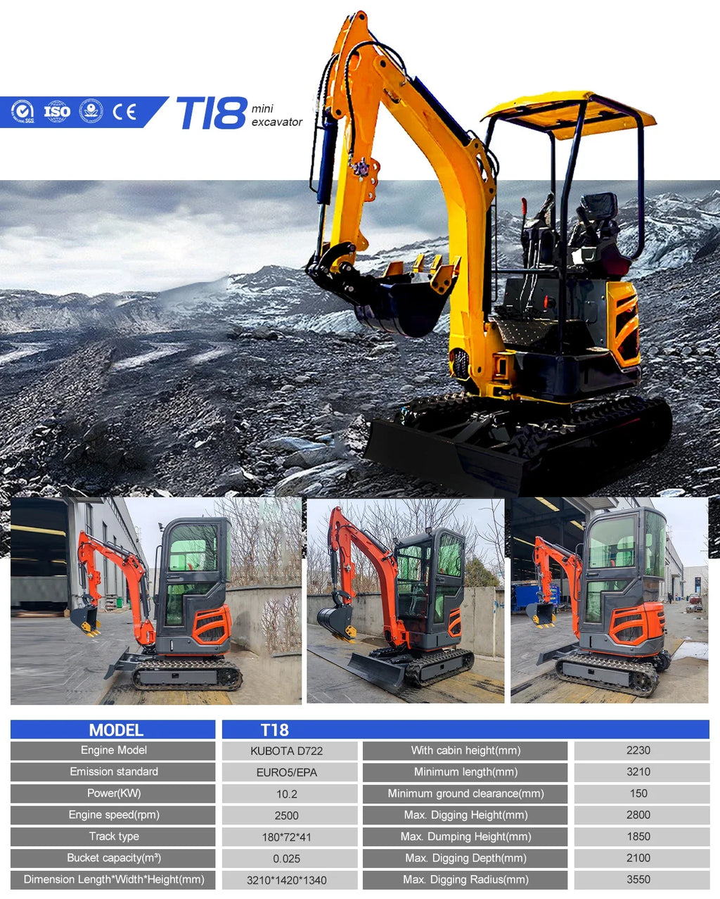 1.8 Ton Mini Excavator – Kubota Diesel Crawler Digger with Hydraulic Pilot Controls