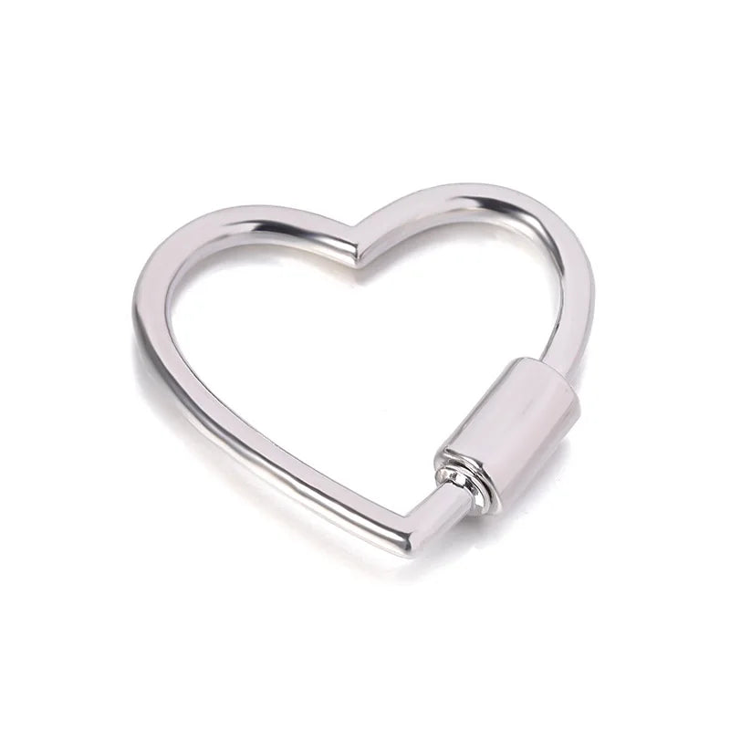 Simple Metal Heart Shaped Opening Keychain Handbag Strap Dog Chain Buckle Bag Lanyards Clip Hook DIY Accessories