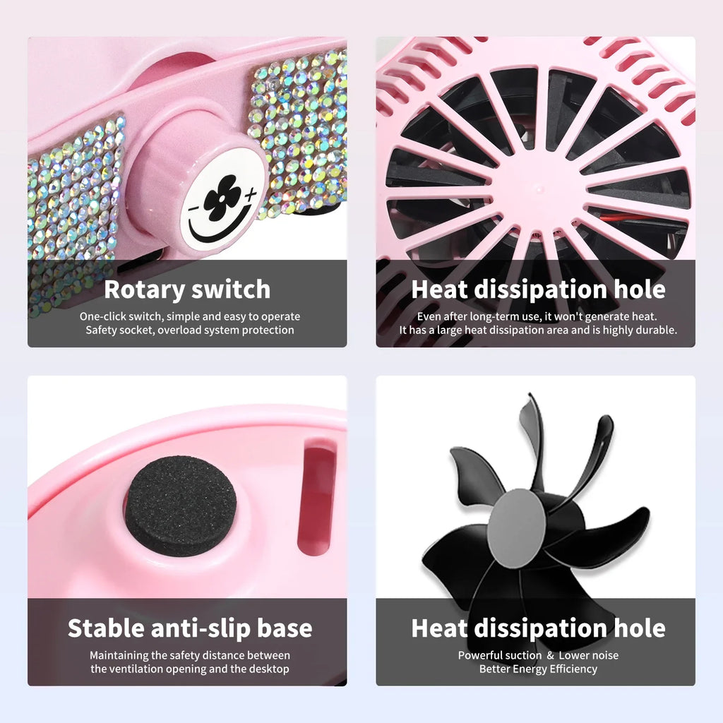 Nail Vacuum Cleaner, Infinitely Adjustable, High Suction Power, Equipped with 10 Filter Cotton, Nail Dust Collector Tool