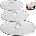 3-Piece Splatter Screen Set for Frying Pans, 13"/11.4"/9.8", Stainless Steel Grease Guard, Ultra-Fine Mesh Lid, Fold-Flat Design