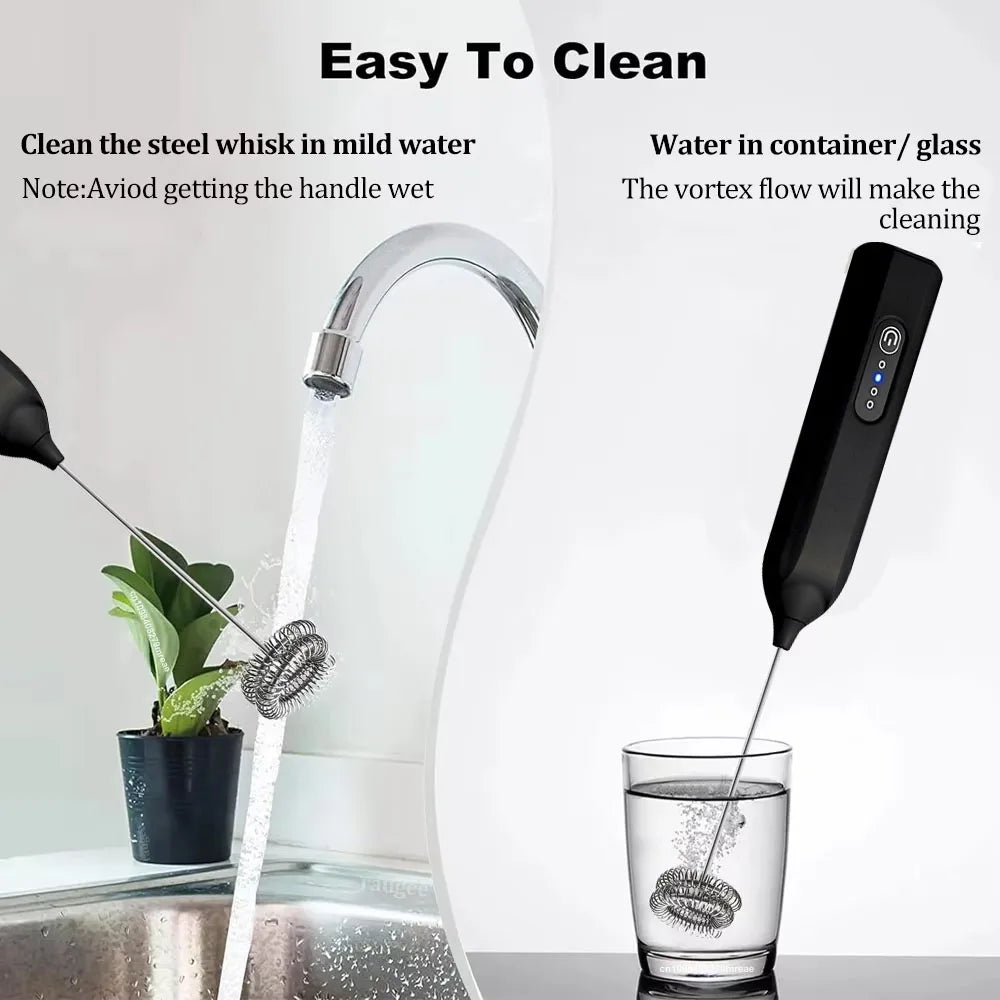 Wireless Milk Frother USB Rechargeable Electric Automatic Rotary Blender Handheld Milk Foamer for Coffee Cappuccino Cream Maker