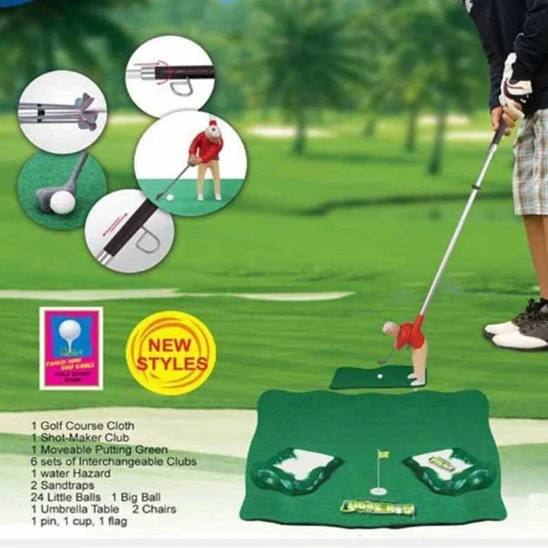 F92E Minitype Indoor Golf Game Funny Golf Game Golfer Set Golf Accessory Set