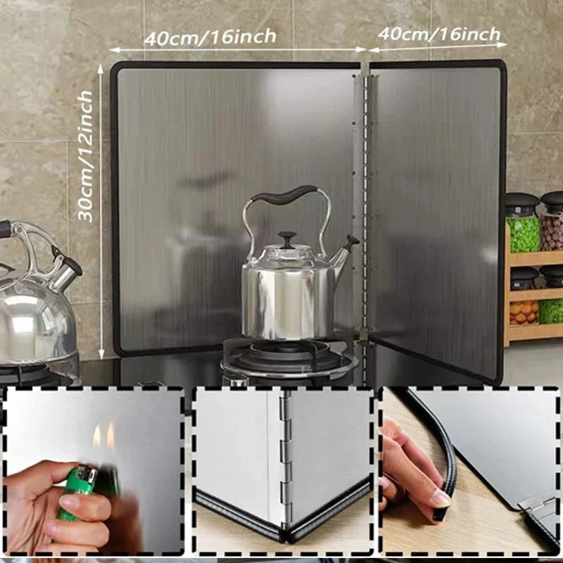 Splatter Guard,Foldable Stainless Steel Oil Splatter Screens for Frying,Oil Splash Insulation Board,Nonstick Oil Splatter Guard