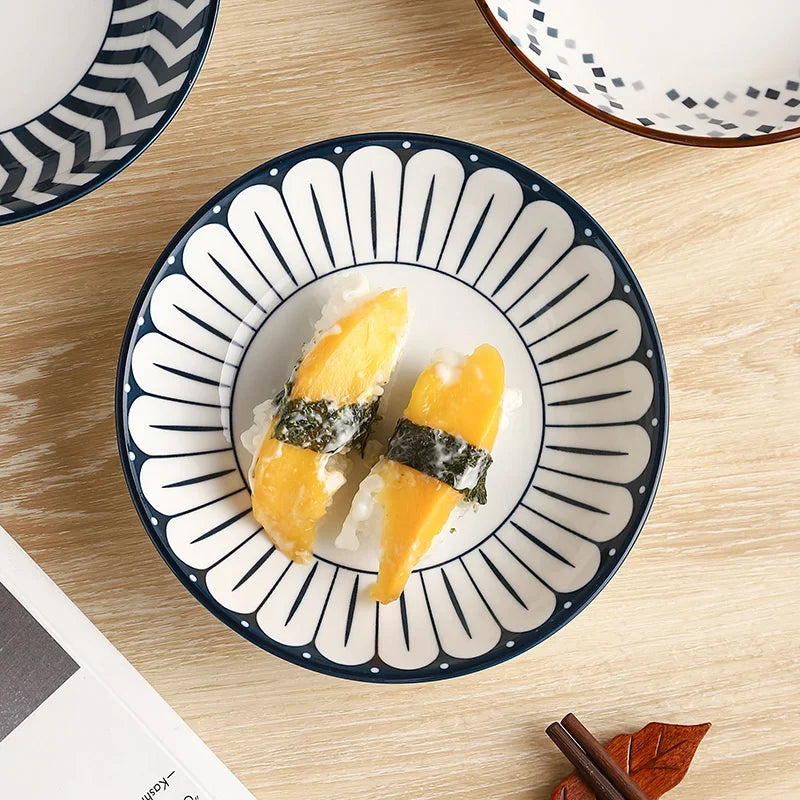 4-Piece Ceramic Plate，5.65in Simple Dipping Dishes.For Appetizers, Fruits, Desserts & Bone Spitting，Microwave & Dishwasher Safe
