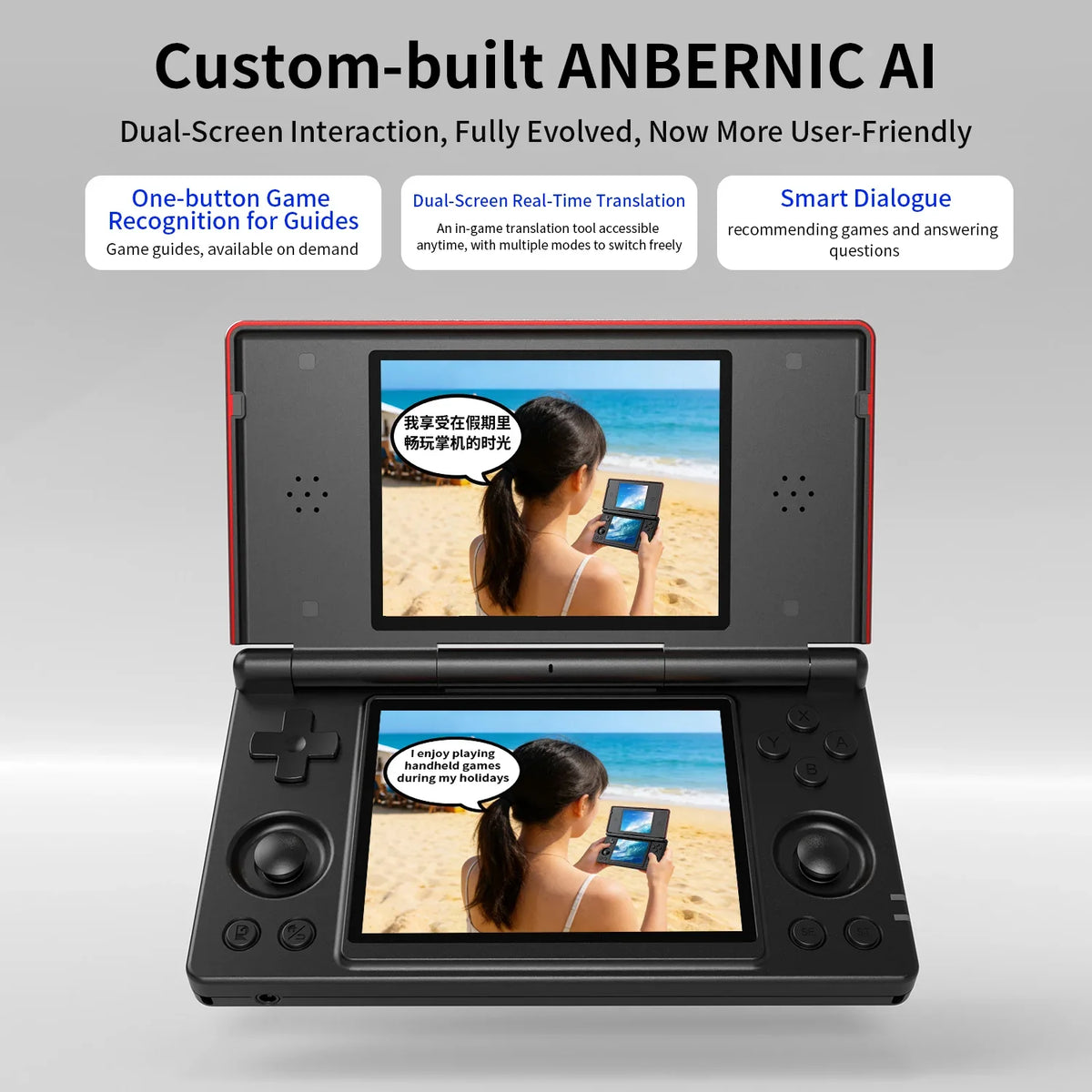 Anbernic RG DS Flip Handheld Game Console 4" IPS Dual Screen Android/Linux Dual OS 4000mAh Video Games RixelHK Wifi Streaming AI