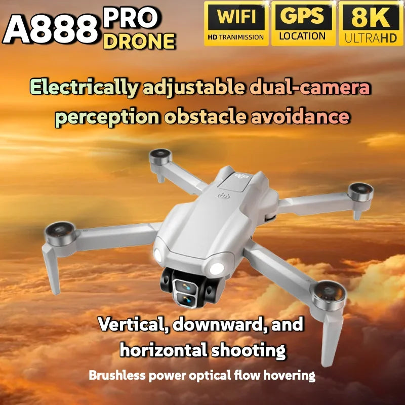 Lenovo A888 Foldable Quadcopter 8K HD 5G WiFi FPV Screen RC Drone Brushless Motor Obstacle Avoidance Professional Aerial Drone