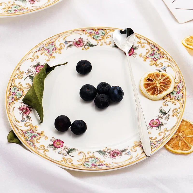 8 + 9 + 10inch, Bone China Plates Dinnerware Set, Ceramic Plates for Food, Porcelain Dinner Plates Set, for Serving
