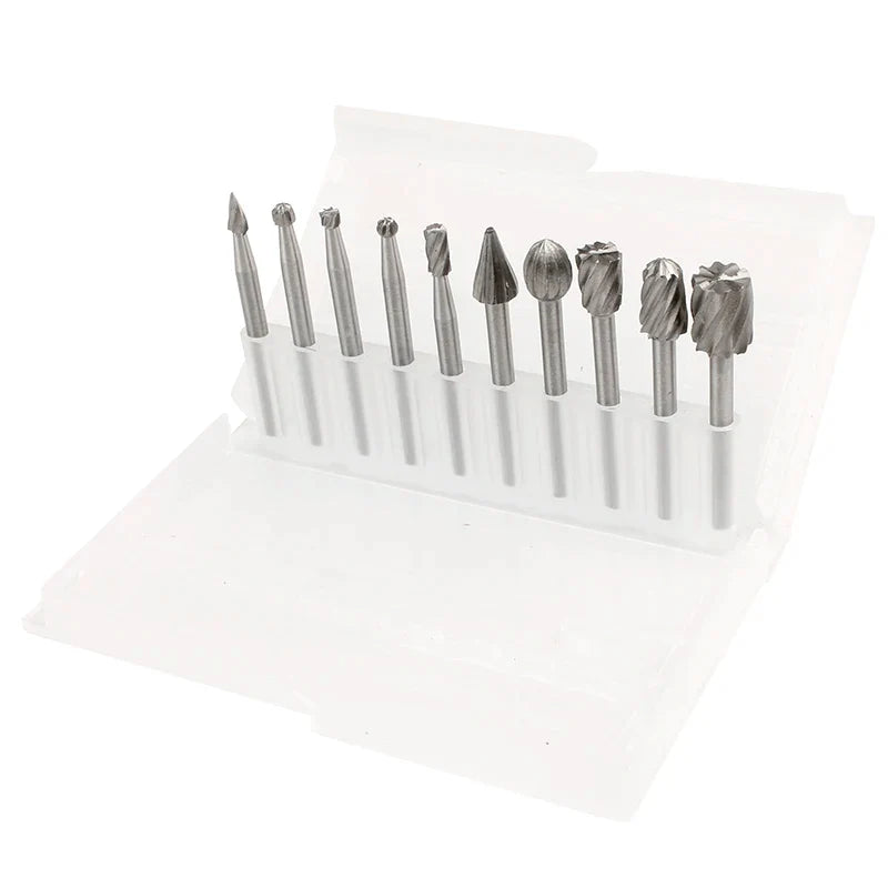 6/10pcs Set HSS Routing Router Drill Bits Set for Dremel Carbide Rotary Burrs Tools Wood Stone Metal Root Carving Milling Cutter