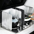 2Pcs Foldable Aluminum Foil Kitchen Splatter Guard Stove Oil Splash Shield Reusable Gas Cooktop Baffle Anti-splash Cooking Prote