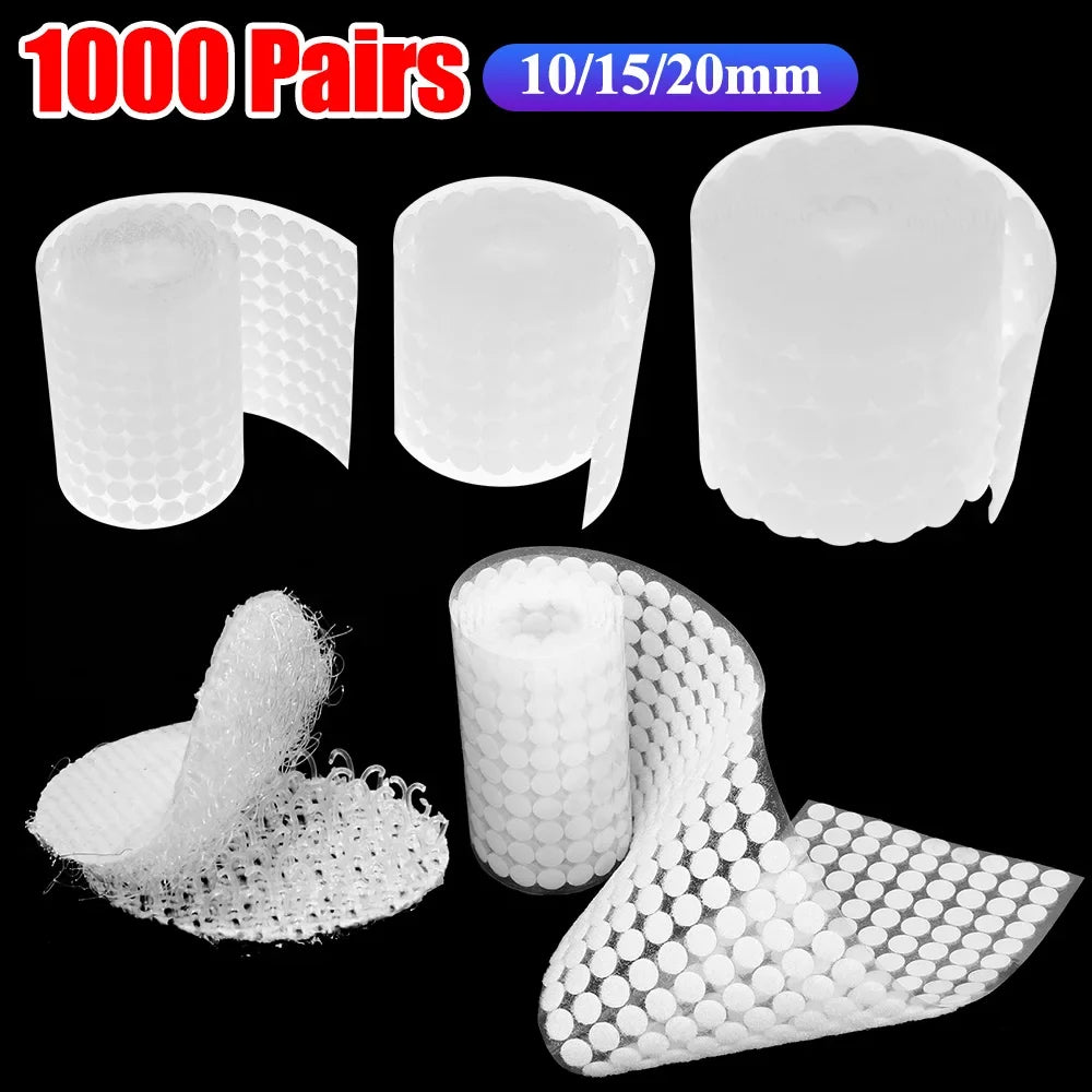 1000pair 10/15/20mm White Dot Sticker Self Adhesive Fastener Hook and-Loop Tape Nylon Strong Glue Velcroing Adhesivo Muy Fuerte