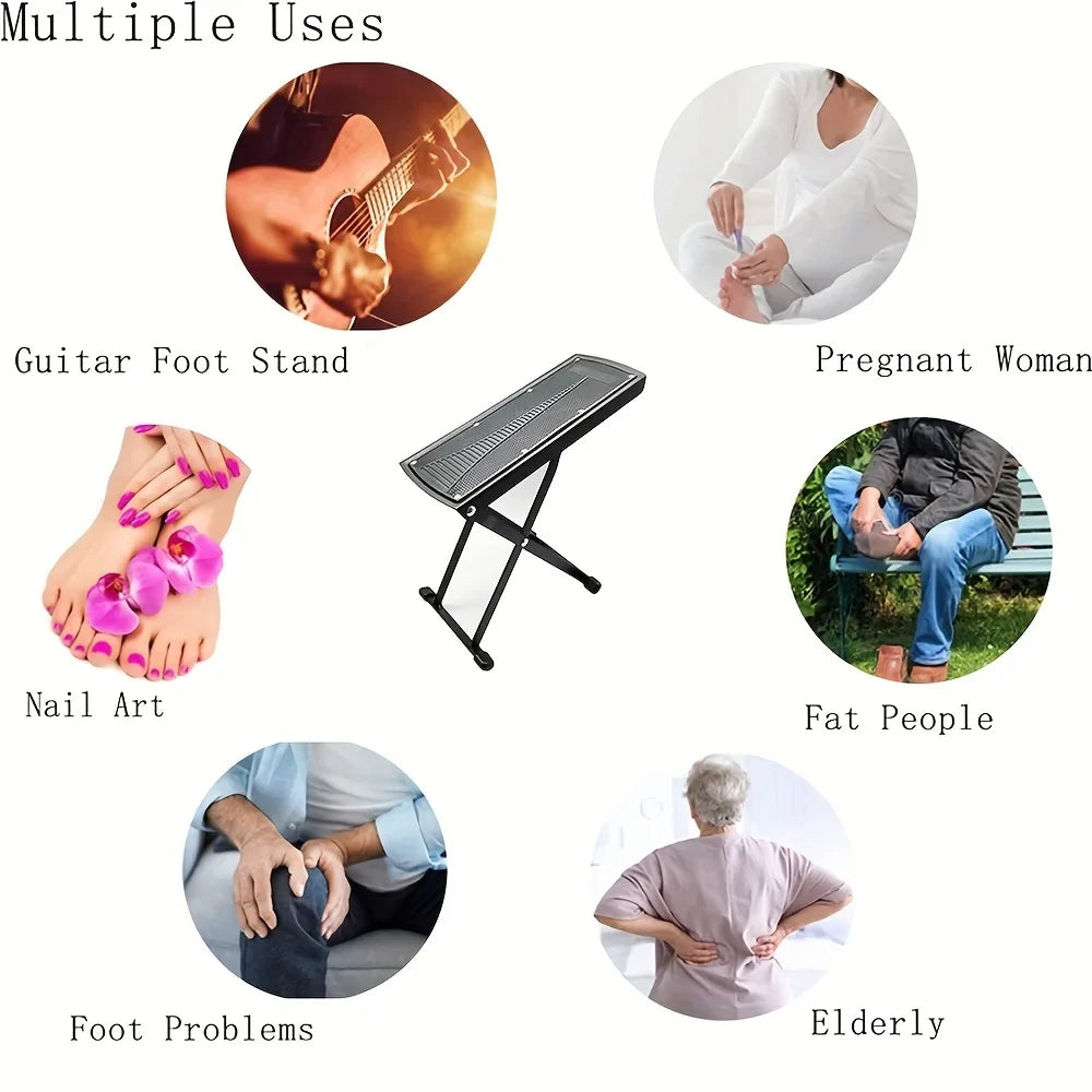 Pedicure Foot Rest Stand Beauty Footrest for Pedicures Toenail Care Stand with Non-Slip Rubber Adjustable Foot Pedal