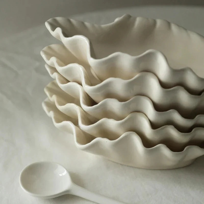 Shell Plate Cream Retro Ceramic Plate Fruit Snack Plate Dinner Tray Dish Set Jewelry Storage Dish Tableware Gift