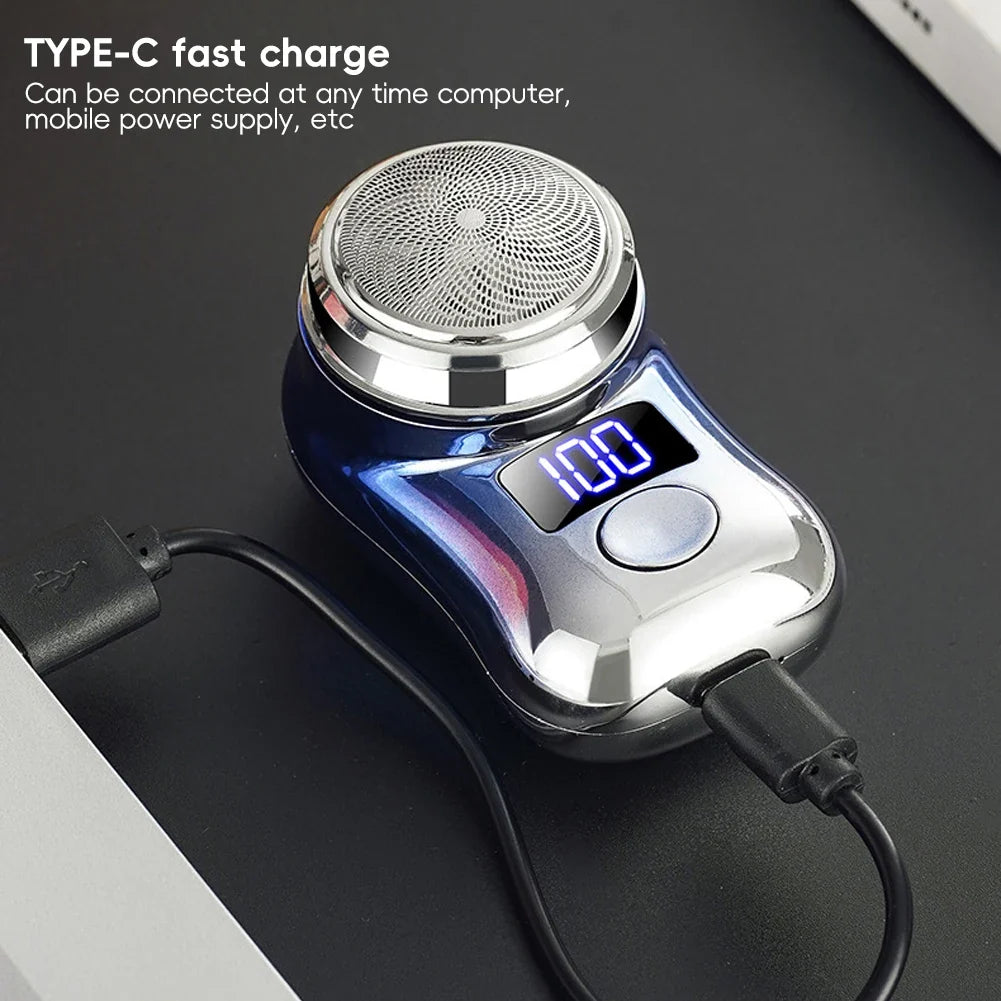 Men Shaving Tool Usb Rechargeable Portable Electric Shaver with Led Battery Display for Men Waterproof Mini Travel Rotary Razor