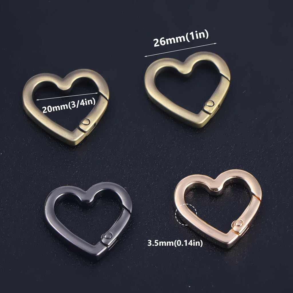 5Pcs Metal Heart Shape Spring Clasps Openable Carabiner Keychain Bag Clips Hook Dog Chain Buckles Connector Accessories