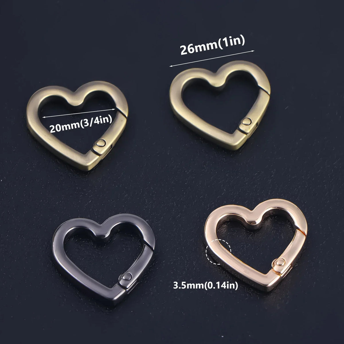 5Pcs Metal Heart Shape Spring Clasps Openable Carabiner Keychain Bag Clips Hook Dog Chain Buckles Connector Accessories