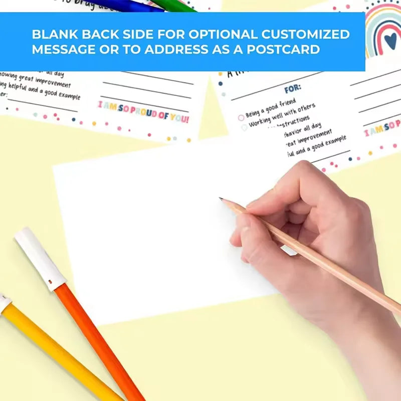 4*6inch 50pcs  Classroom Good Behavior Incentive Motivational Cards Boho Rainbow Happy Mail Teacher Notes to Parents