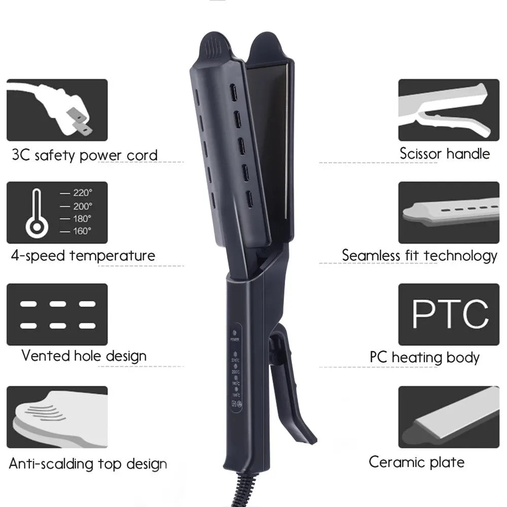 Wide Plate Ionic Flat Iron Hair Straightener Adjustable Temperature 4 Gear Professional Styling Tools Hair Straightener