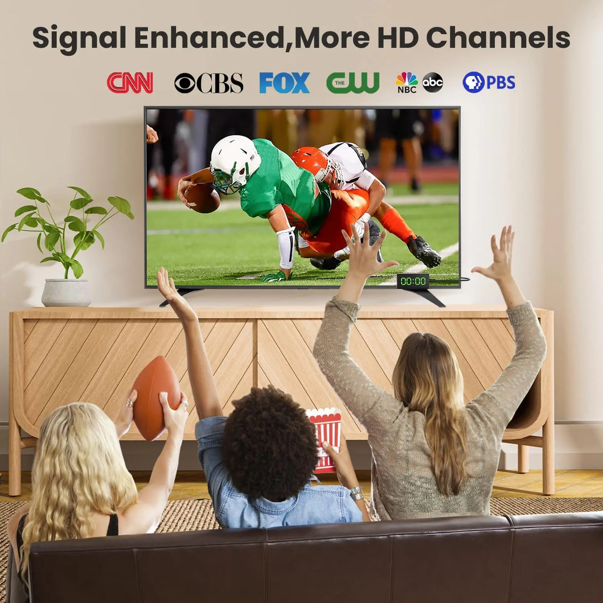 DLUXURY Digital Converter Box for TV, Mini ATSC Tuner [Hidden Behind TV], Watch & Record Free Over-The-Air Channels
