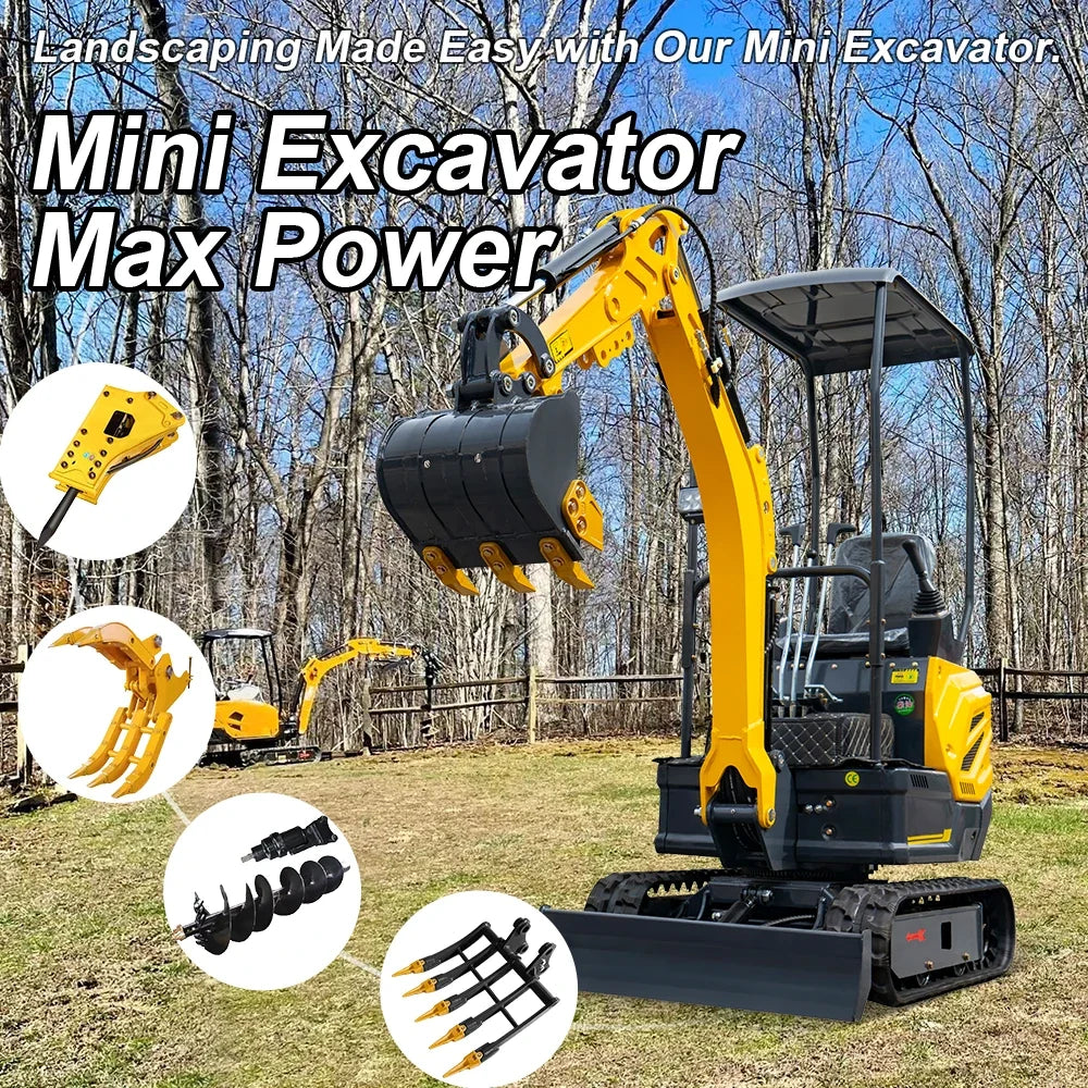 1.5 Ton Mini Excavator – Compact Micro Digger with Custom Colors for Greenhouse & Farm