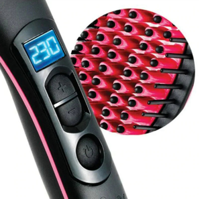 Electric Hair Straightening Brush 230°C Heat Hair Straightener Professional Ceramic Hair Styling Massager Tools Heating Hot Comb