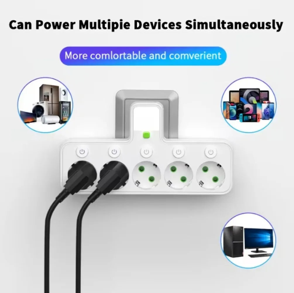 EU Plug Power Strip Outlets,4 Sockets with 2 USB Type-C port Wall Charger Two specifications for Home Offices Power Socket