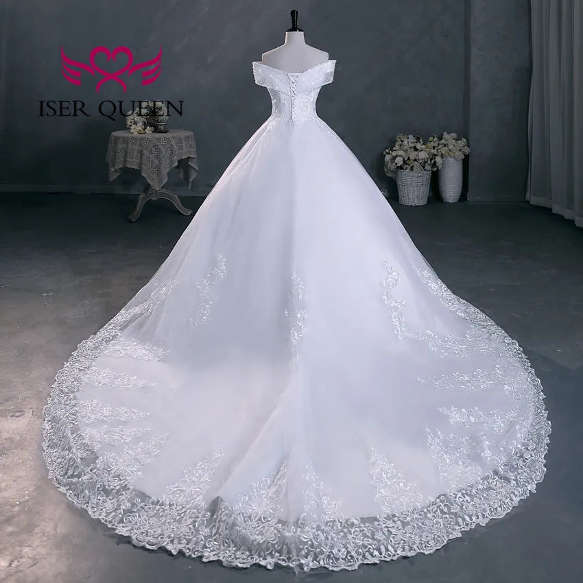 Customized Beading V neck Pretty Lace Embroidery Wedding Dress 2026 Ball Gown Plus Size Elegant Wedding Dresses For Women WX0298
