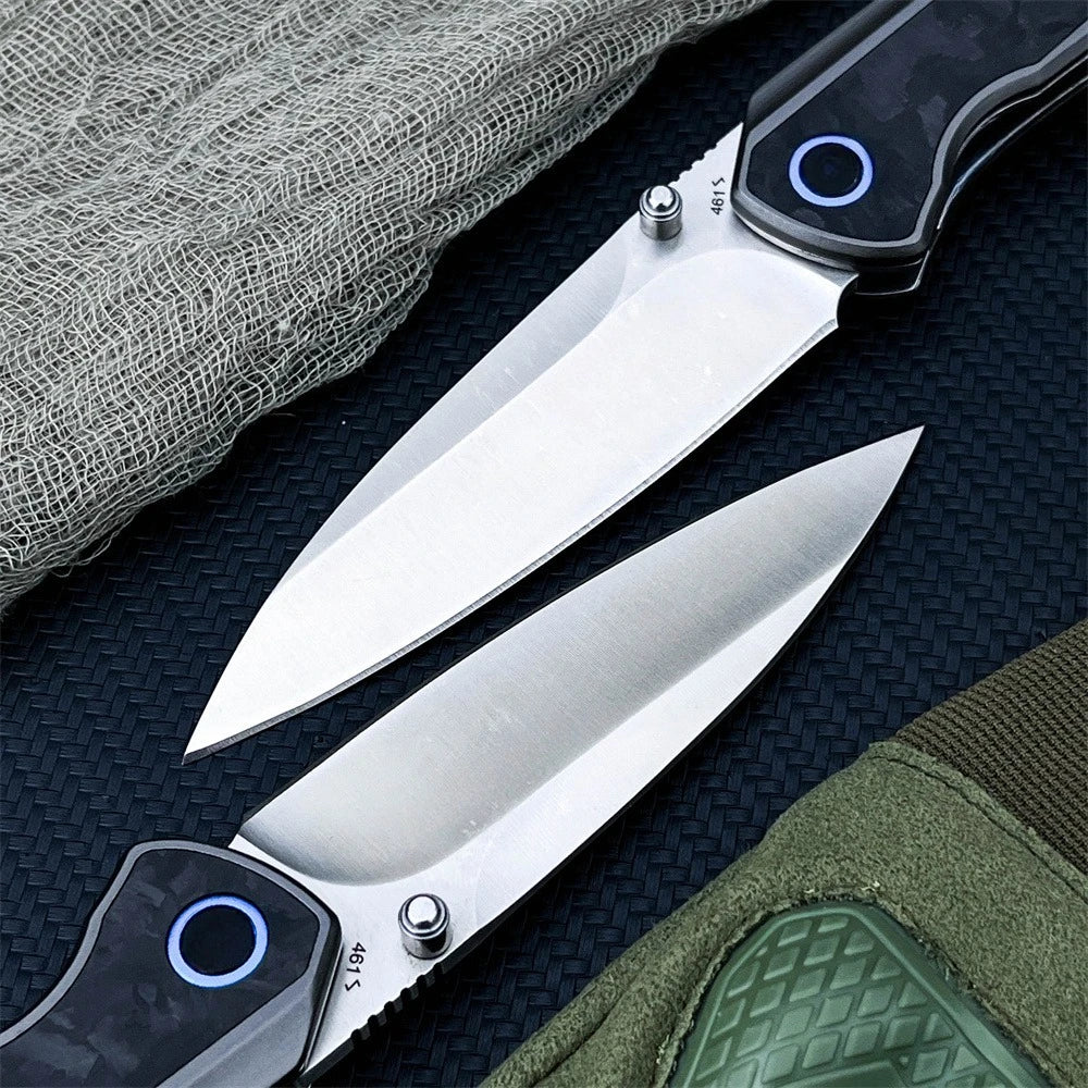 Folding Knife 7Cr17MoV Steel Blade Aluminum Alloy Carbon Fiber Handle Portable EDC Gear Field Exploration Outdoor Hiking Camping