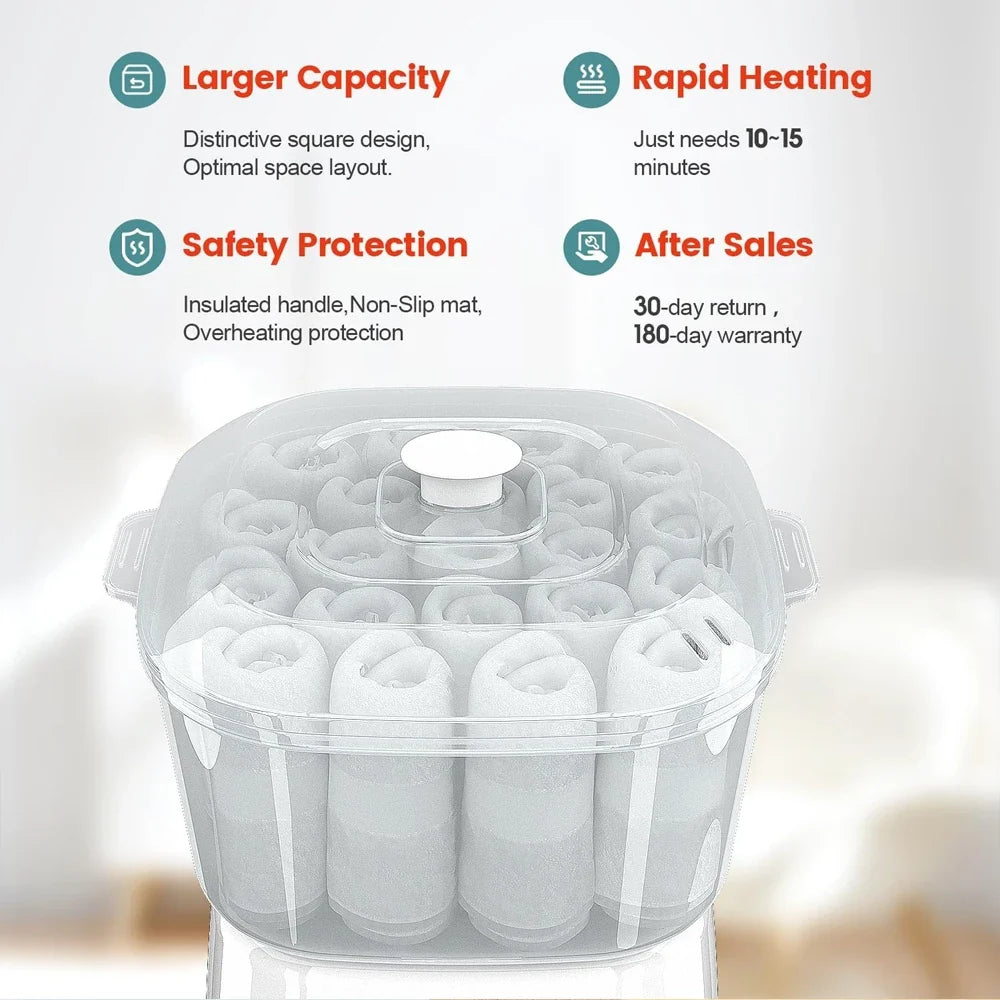 Portable Hot Towel Warmer Rapid Heating Towel Steamer for Holding 12 Mini Wet Towels Small Towel Heater for Bathroom Spa,Salon