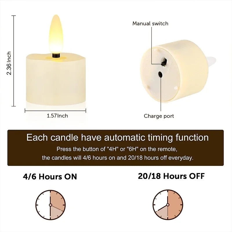 Rechargeable Flameless Candles Flickering LED Tea Light Candles Battery Operated Electronic Candle Lamp for Home Decor gift