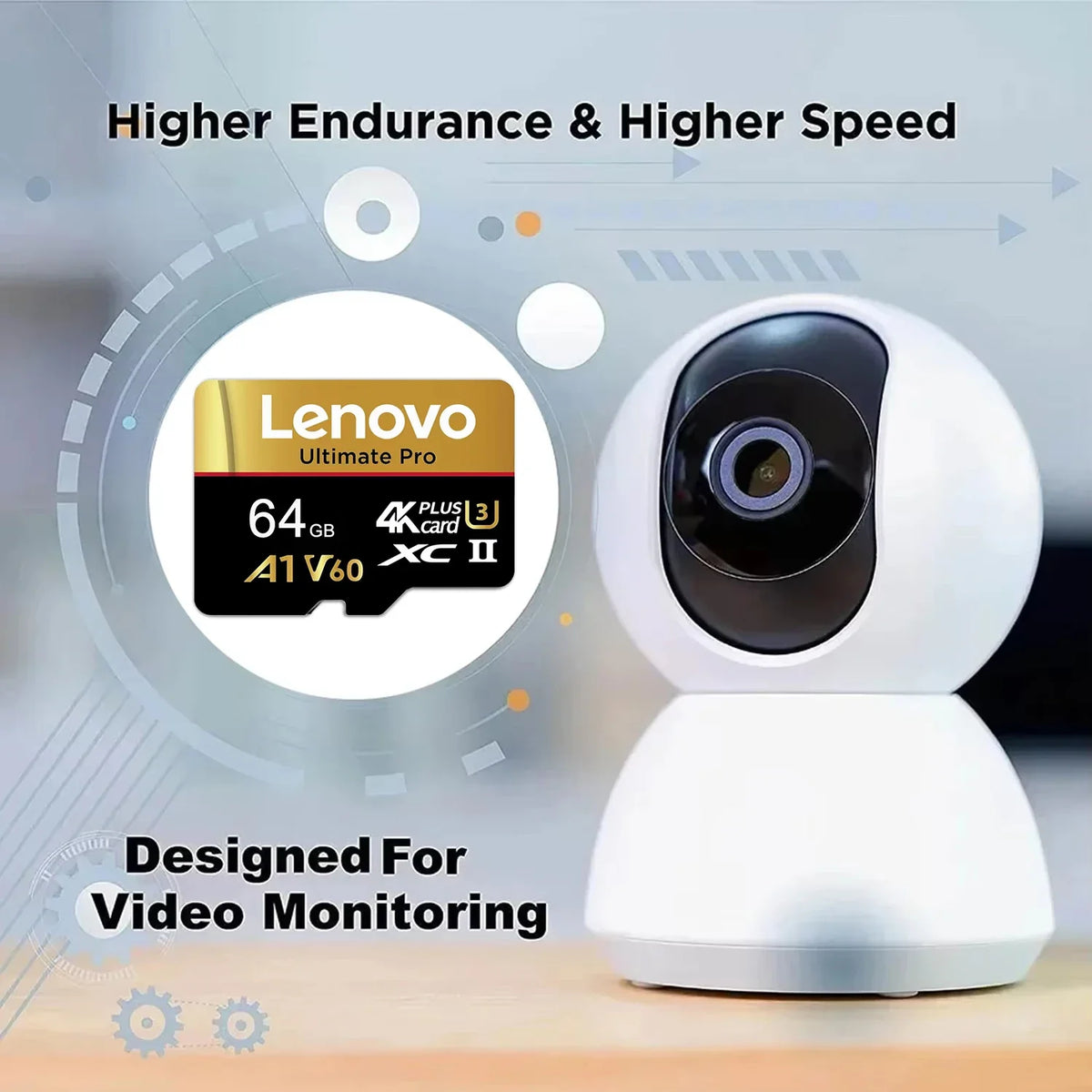 Lenovo Shockproof 512GB Memory Card SD Cards TF Cards Micro TF SD 256GB 128GB UHS-I Shockproof U1 for Camera/Smartphone