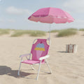 Children's Portable Chair with Sun Shade Lightweight Kids Beach Chair with Umbrella Water Resistant Cartoon Creature Print