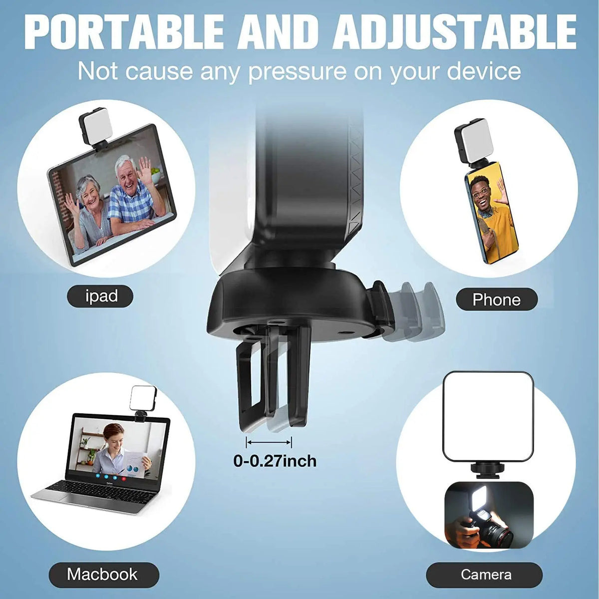 Mini Portable LED Video Light Photography Lighting 5W 6500K Cell Phone Selfie Livestreaming Fill Lamp with 3 Cold Shoe Vlog Lamp
