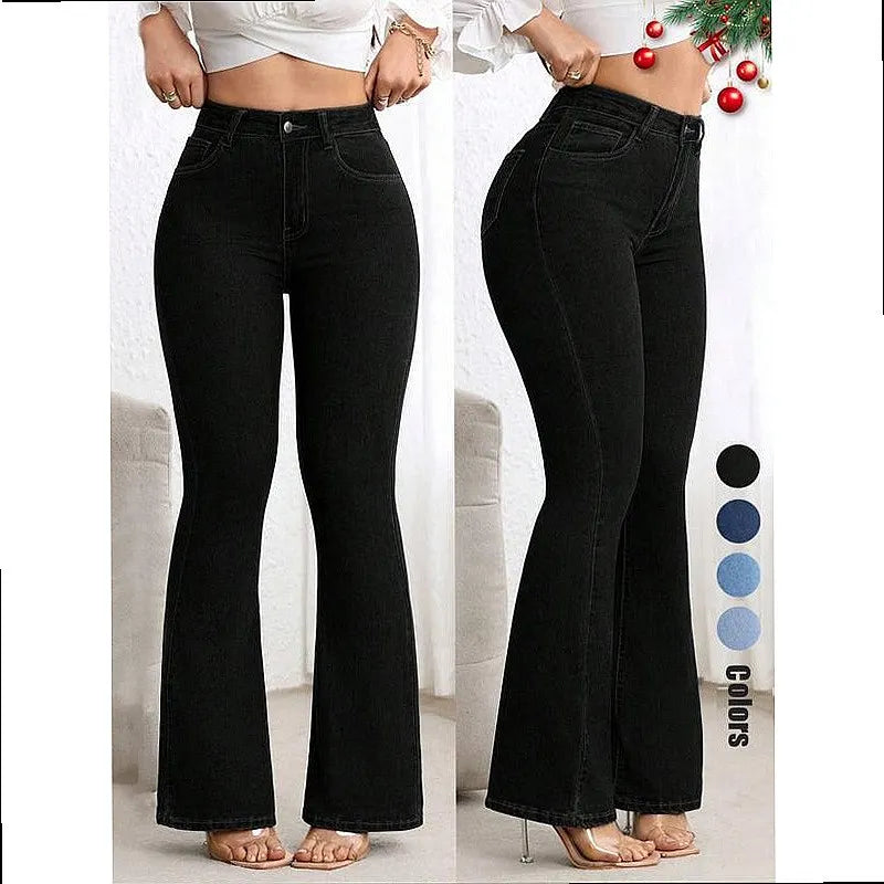 High Waist Flare Jeans Women Stretchy Slim Bootcut Pants Push Up Tummy Control Denim Jeggings Spring Summer