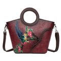 2026 New Handmade Painting Vintage Bucket Bag for Women Genuine Leather Textured Top Handle Shoulder Crossbody Handbag Purse