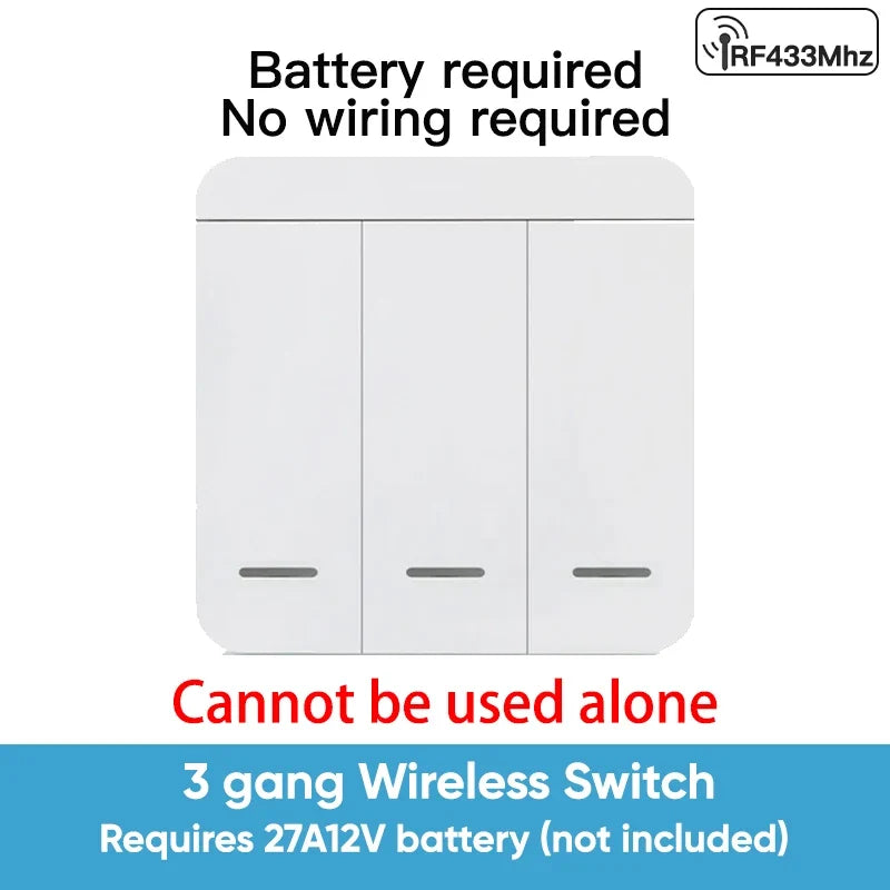 TNCE RF433 Relay Receiver,Wireless Light Switch 433Mhz Mini Remote Control,1/2/3Gang Wall Transmitter Switch, Led Lamp Fan Smart