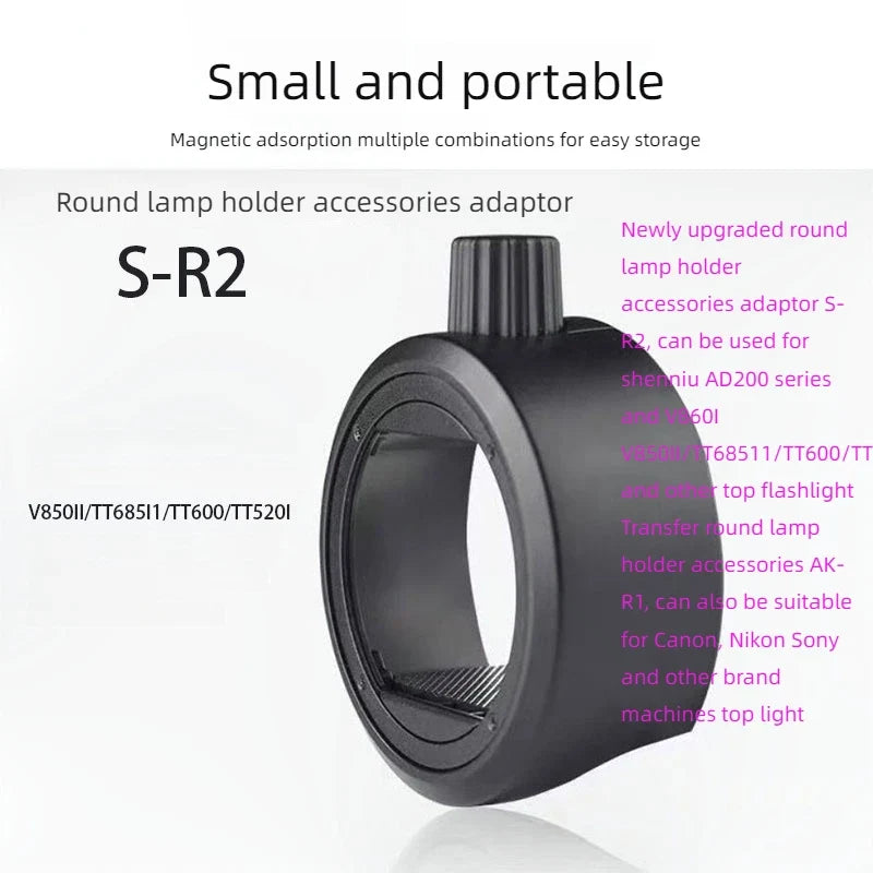 Shenniu AKR1 round lamp head magnetic attachment ad200pro accessory V1 flash semi-circular soft light cover set-top flash light