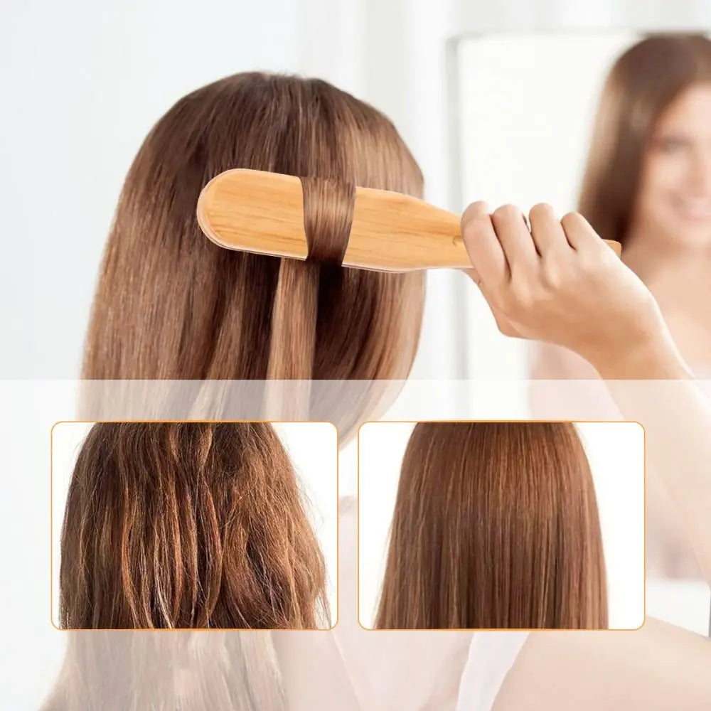 Professional Hair Straightener Comb Wooden Double Brushes V-shaped Clamp Comb Hair Straightener Tool Anti Static