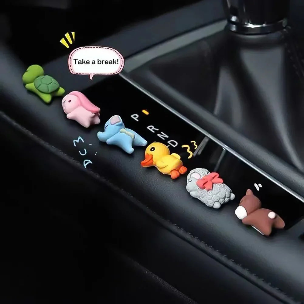 6/1pcs Cute Animal Ornament Car Center Console Display Screen Ornament Car Rearview Mirror Bike Little Turtle Cute Pendant Doll