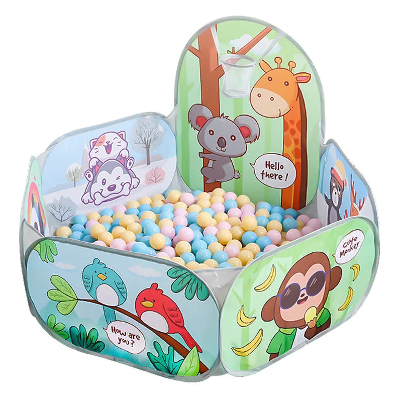 120cm Kids Playpen Playground Baby Tent Ball Pool with Basketball Hoop Children's Tent House Portable Kids Indoor Outdoor Toys