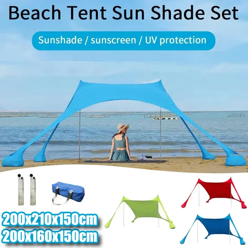 Home Beach Awning Outdoor Camping Sun Shade UV Protection Portable Windproof Beach Canopy with Storage Bag Camping Accessories