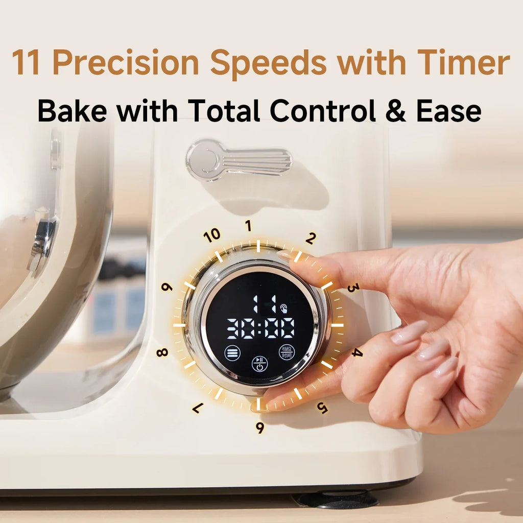 SUNATUR SM-606E 7L Stand Mixer 900W DC Quiet 11-Speed Timer, 304 Bowl Anti-Black Powder for Home & Commercial Baking