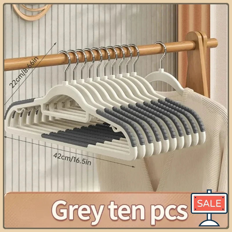 Hot-selling 10-piece set of household double-hook non-slip hangers no-mark drying suitable for both wet and dry clothing storage